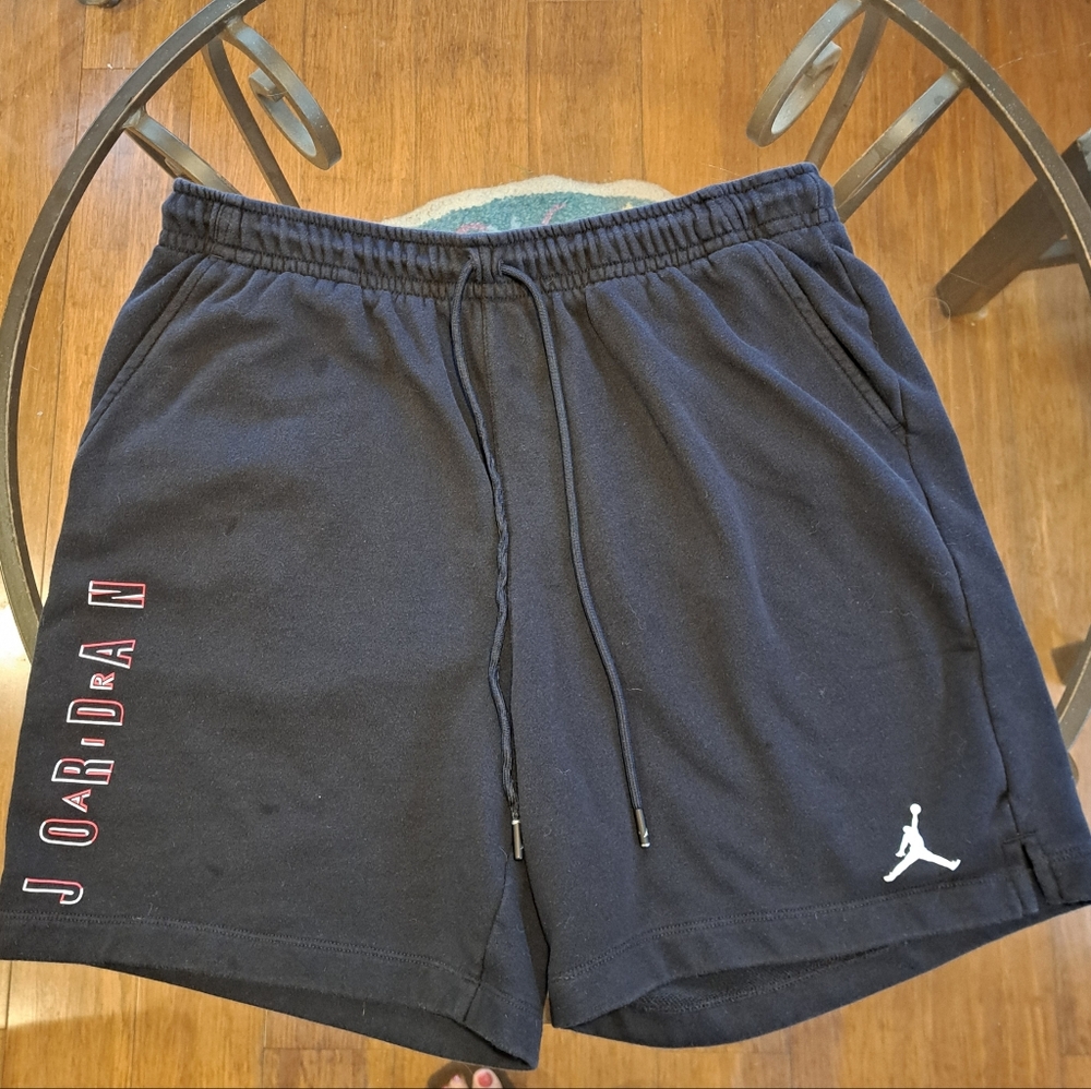 JORDAN XL Men's Black Athletic Shorts with Red Accents